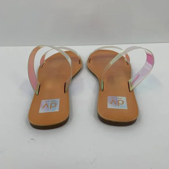 DV Dolce Vita Jane Iridescent double strap flat slide clear sandal new 8 - Picture 4 of 9